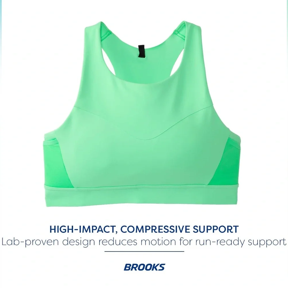 Brooks 3 Pocket Sports Bra for Running - Neo Green - 38C/D - NWOT